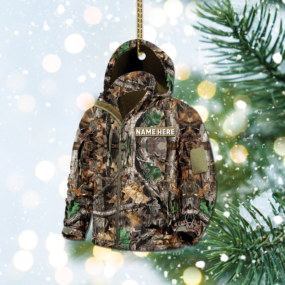 Hunting Customized Name Jacket Ornament, Hunting Personalized Acrylic Ornament, Name & Camo Patterns can be changed