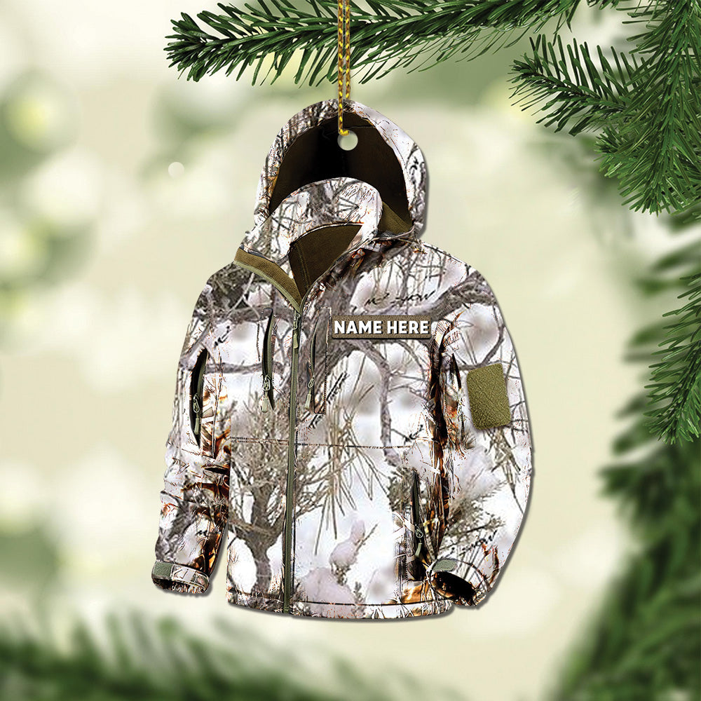 Hunting Customized Name Jacket Ornament, Hunting Personalized Acrylic Ornament, Name & Camo Patterns can be changed