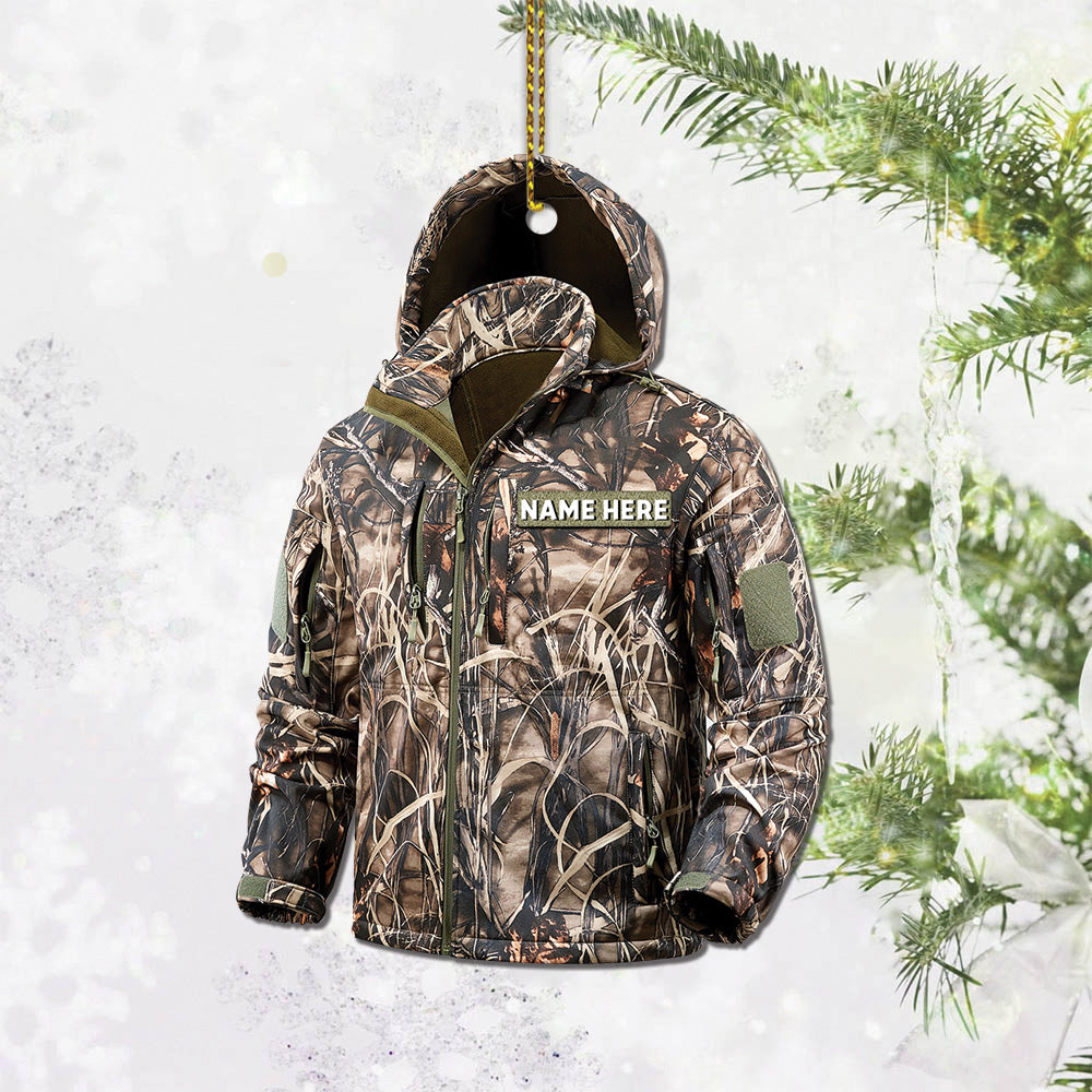 Hunting Customized Name Jacket Ornament, Hunting Personalized Acrylic Ornament, Name & Camo Patterns can be changed