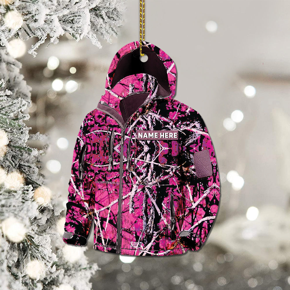 Hunting Customized Name Jacket Ornament, Hunting Personalized Acrylic Ornament, Name & Camo Patterns can be changed