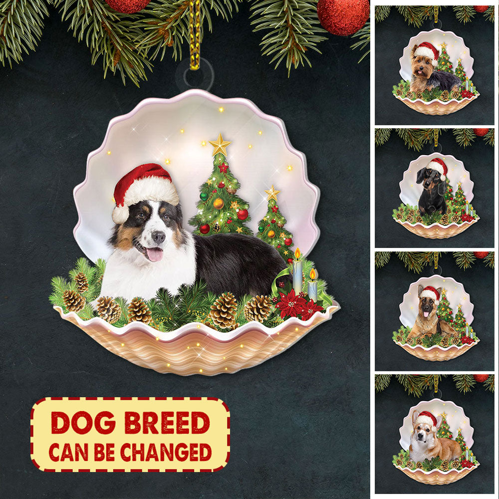 Australian Shepherd Pearl in Christmas Two Sided Ornament
