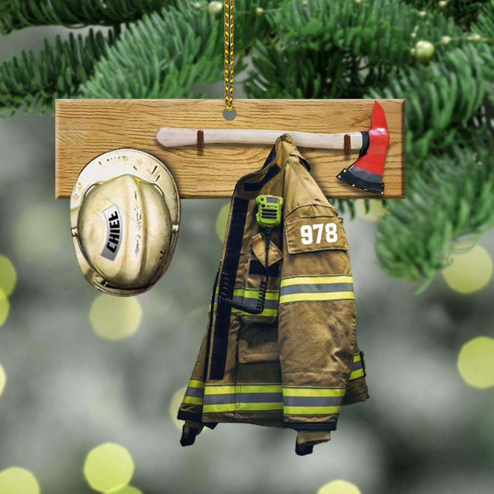 Firefighter Armor, Custom Cut Shaped Acrylic Ornament Two Sides Print, Made By Acrylic And The 2 Sides Are The Same