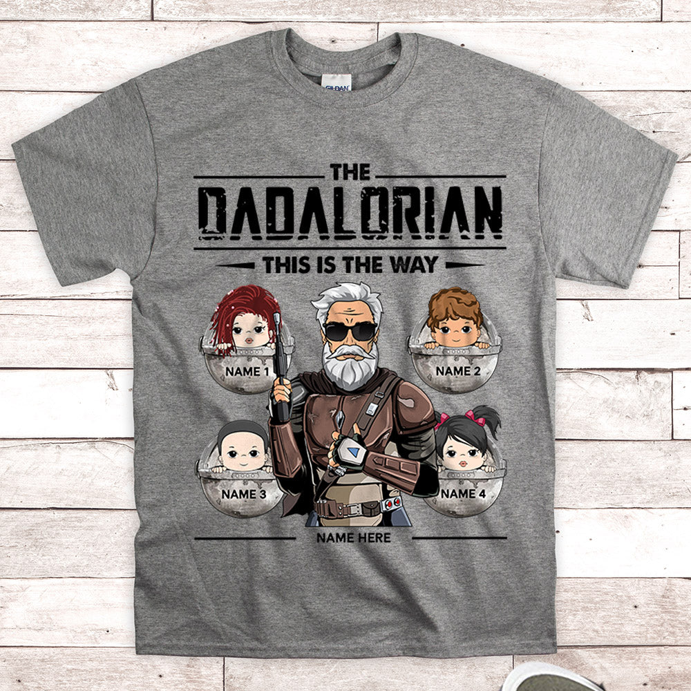 Dadalorian Personalized Shirt For Dad, Daddy Shirt, Name, Character & Kid's Name Can Be Changed