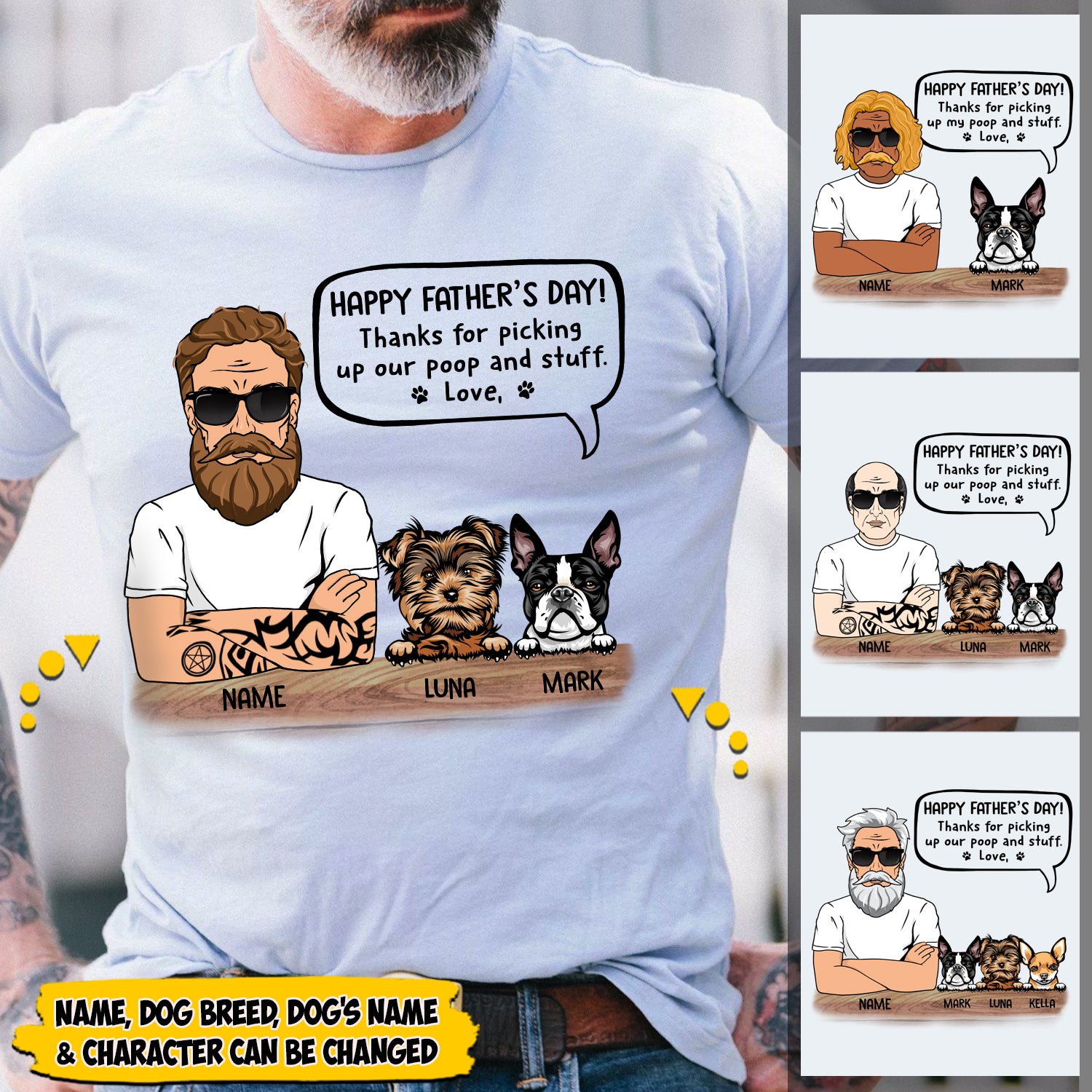 Personalized Dog Dad Shirts, Happy Father's Day, Thanks For Picking Up Our Poop & Stuff