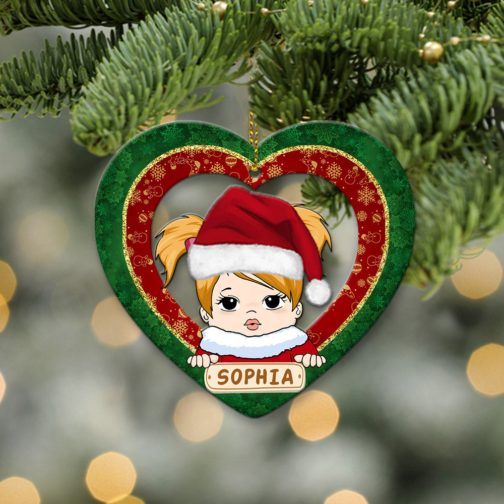 Kid Heart shape Ornament, Personalized Christmas Ornament