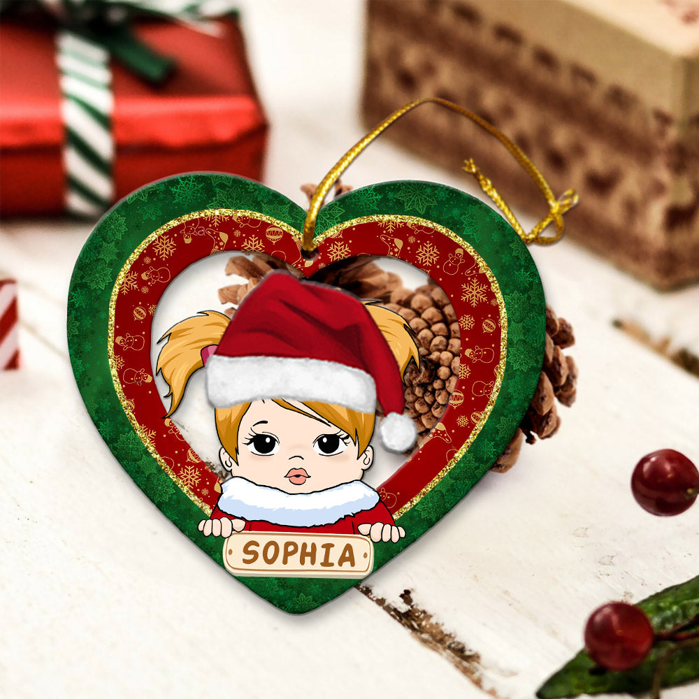 Kid Heart shape Ornament, Personalized Christmas Ornament