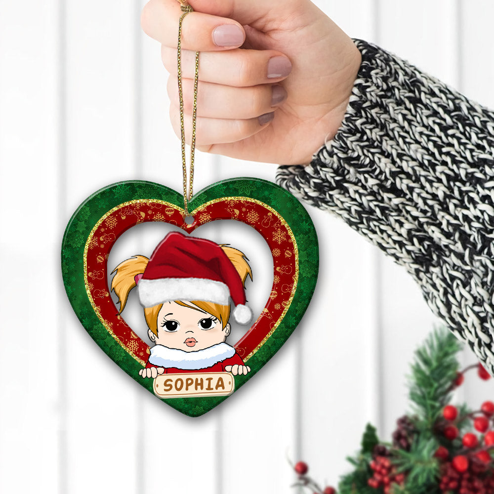 Kid Heart shape Ornament, Personalized Christmas Ornament