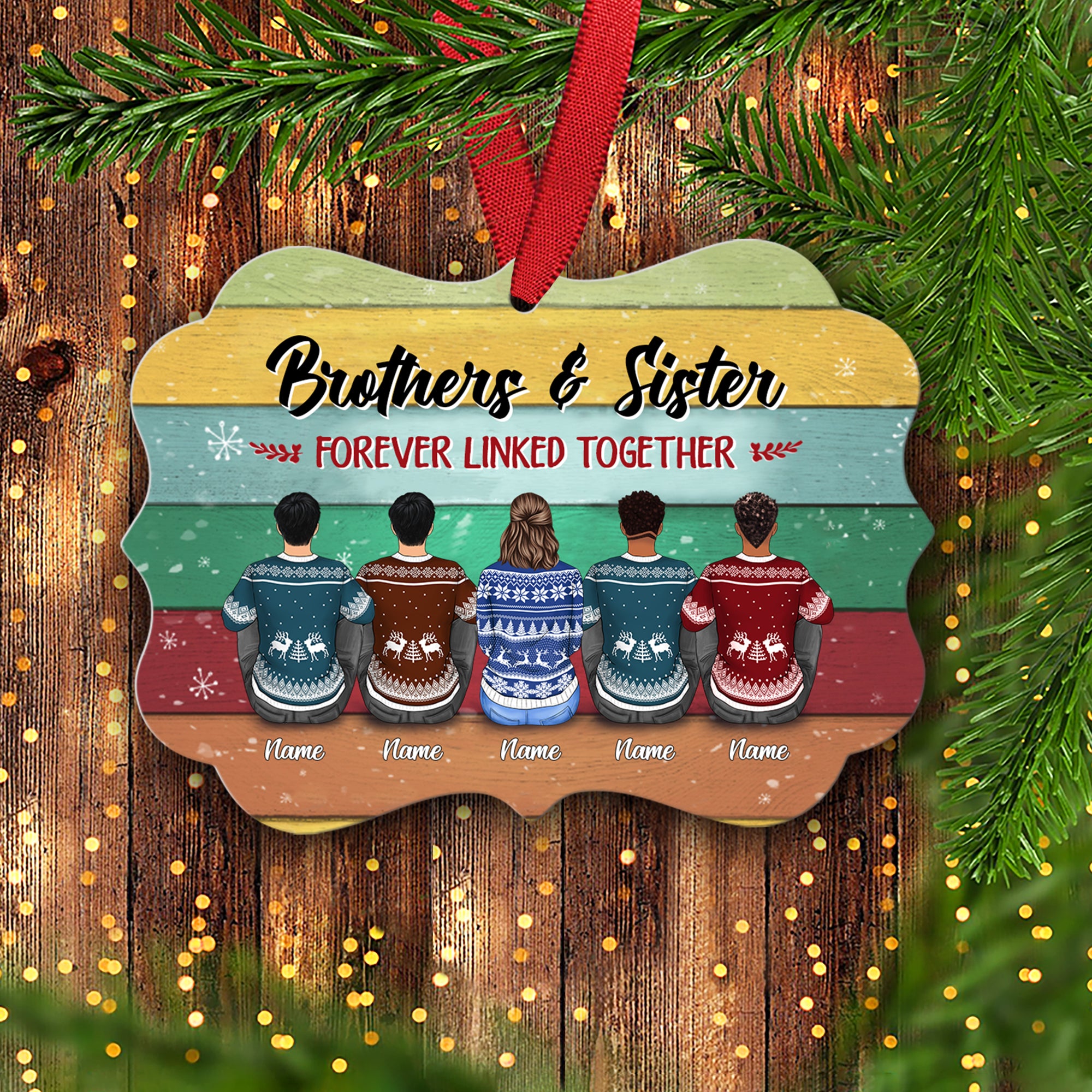 Brothers & Sisters Forever Linked Together Personalized Ornament, TRNA