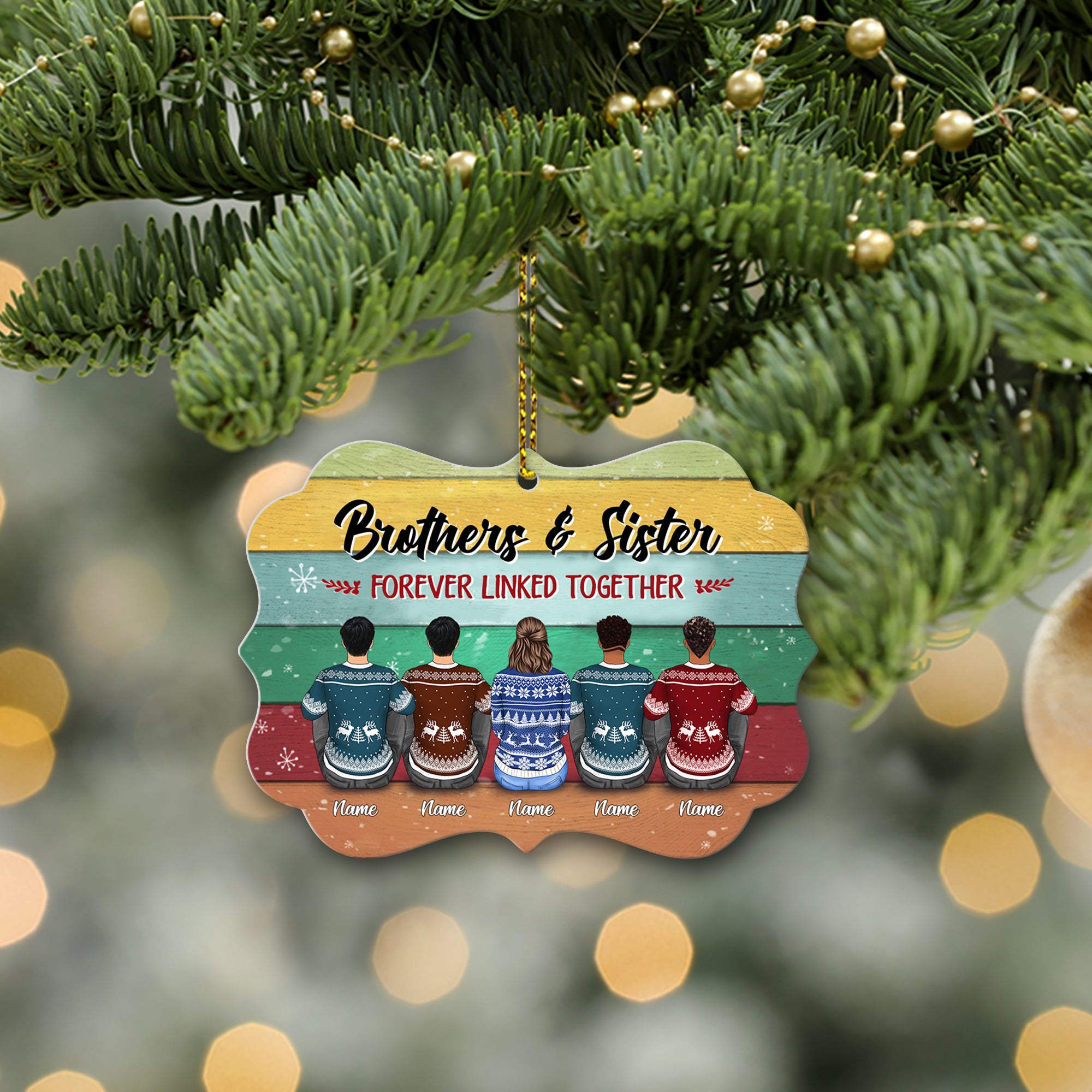 Brothers & Sisters Forever Linked Together Personalized Ornament, TRNA