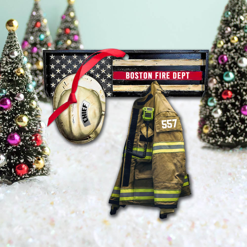 Fire Department Vr2, Firefighter Armor Custom Cut Shaped Acrylic Ornament Two Sides Print, Made By Acrylic And The 2 Sides Are The Same