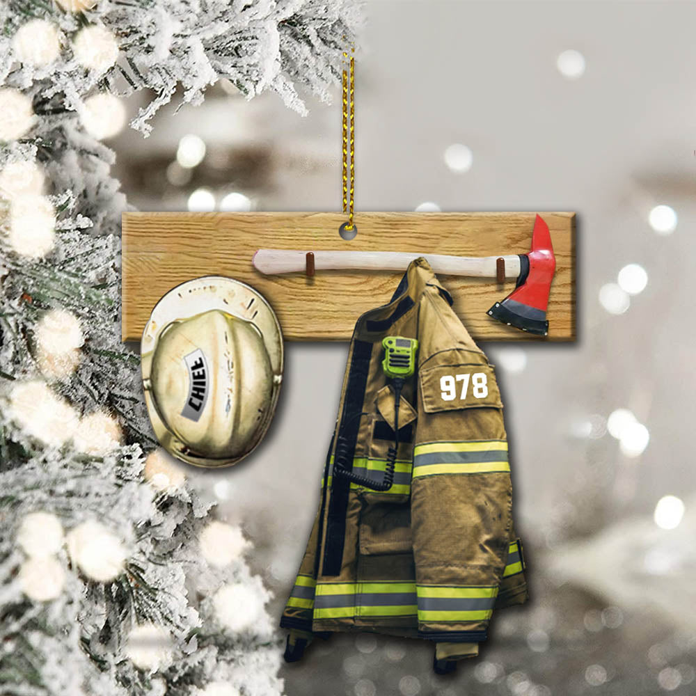 Firefighter Armor, Custom Cut Shaped Acrylic Ornament Two Sides Print, Made By Acrylic And The 2 Sides Are The Same