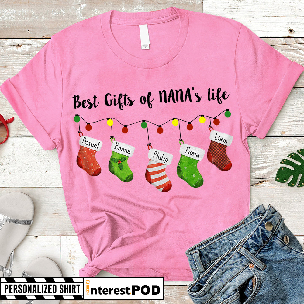 Personalized Xmas Shirt For Nana, Gigi, Grandma, Mimi, Best Gifts Of Nana's Life, Nickname & Grandkid's Names Can Be Changed