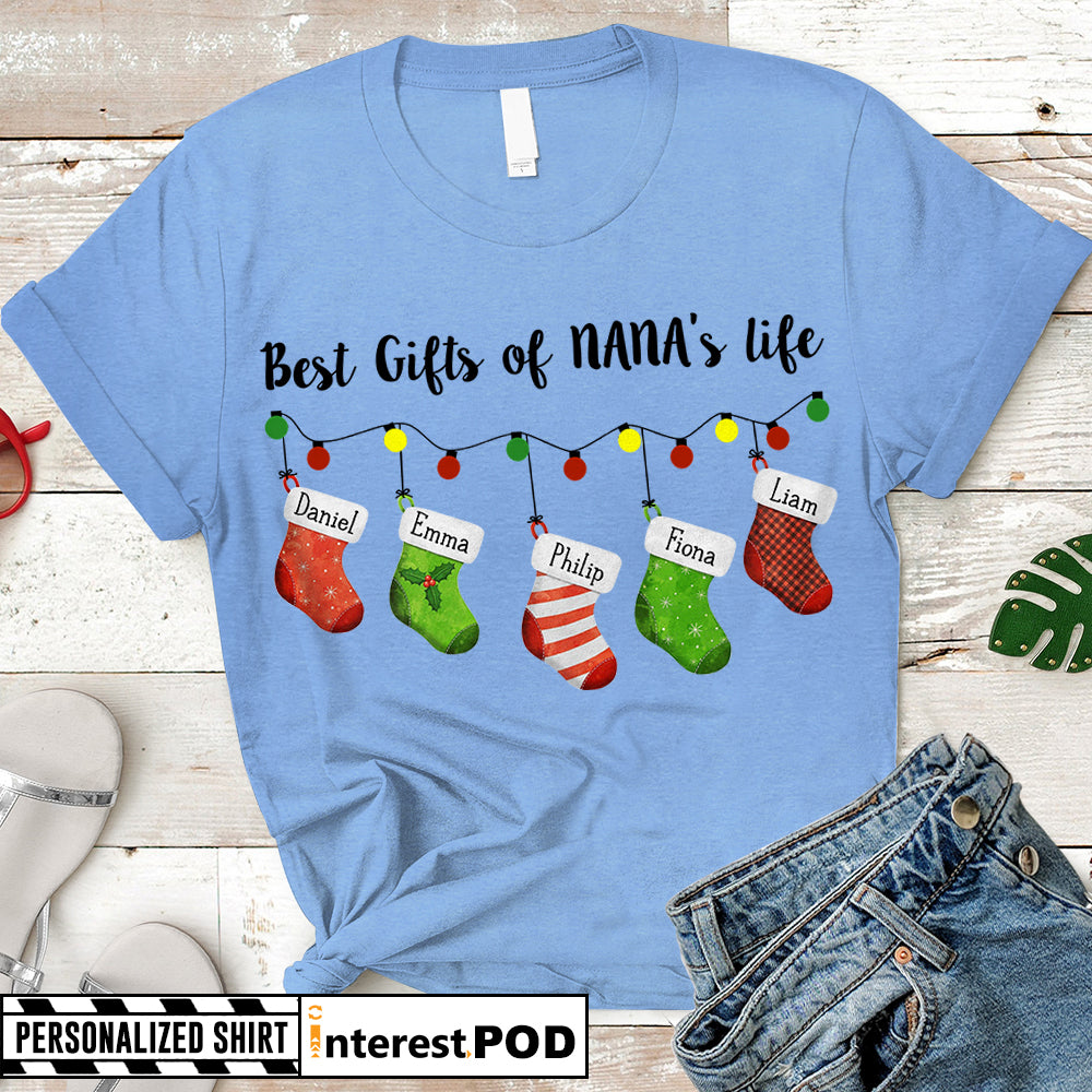 Personalized Xmas Shirt For Nana, Gigi, Grandma, Mimi, Best Gifts Of Nana's Life, Nickname & Grandkid's Names Can Be Changed