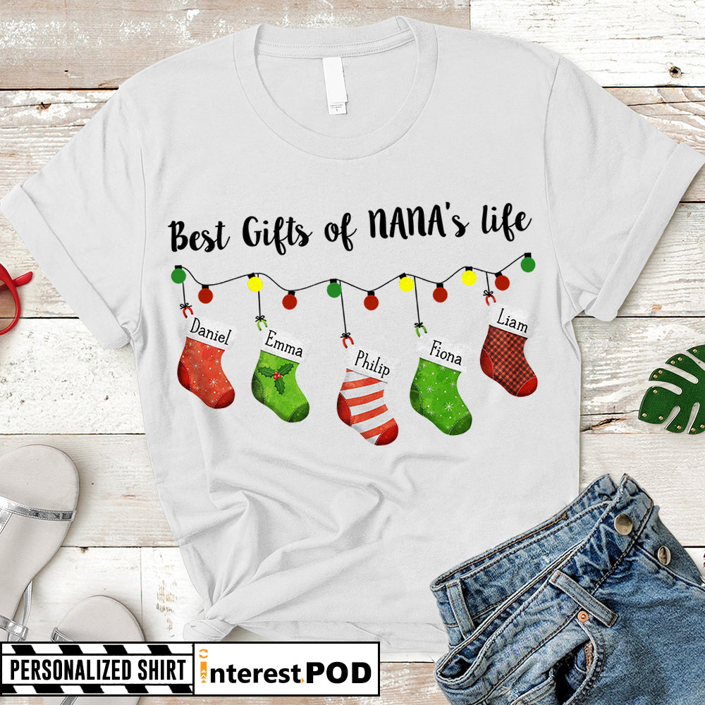 Personalized Xmas Shirt For Nana, Gigi, Grandma, Mimi, Best Gifts Of Nana's Life, Nickname & Grandkid's Names Can Be Changed