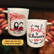 Personalized Mug For Couples, My Heart Is Wherever You Are, Names & Characters Can Be Changed