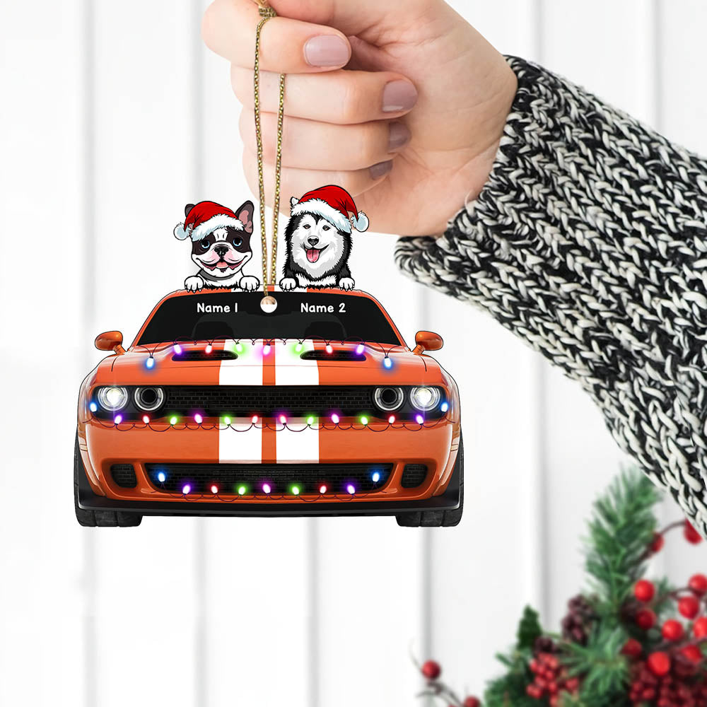 Traveling Dogs Challenger, Personalized Cut Shape Acrylic 2 Sided Ornament, Christmas Gift For Dog Mom, Dog & Challenger Lovers, Made By Acrylic And The 2 Sides Are The Same