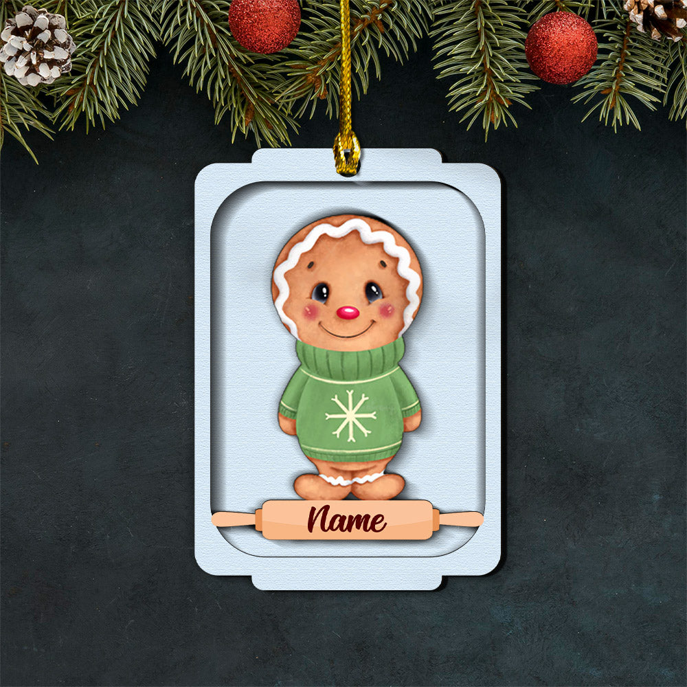 Litte Gingerbread Wood Personalized Ornament For Kid From Family Member HN98 LOQN