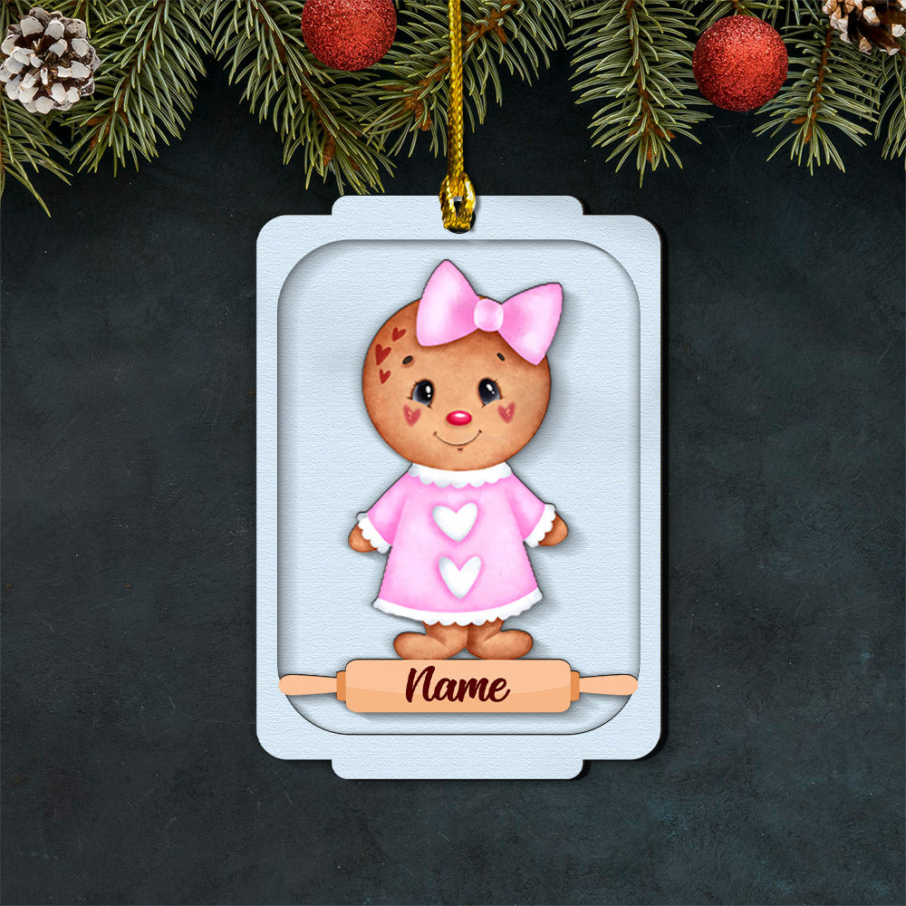 Litte Gingerbread Wood Personalized Ornament For Kid From Family Member HN98 LOQN