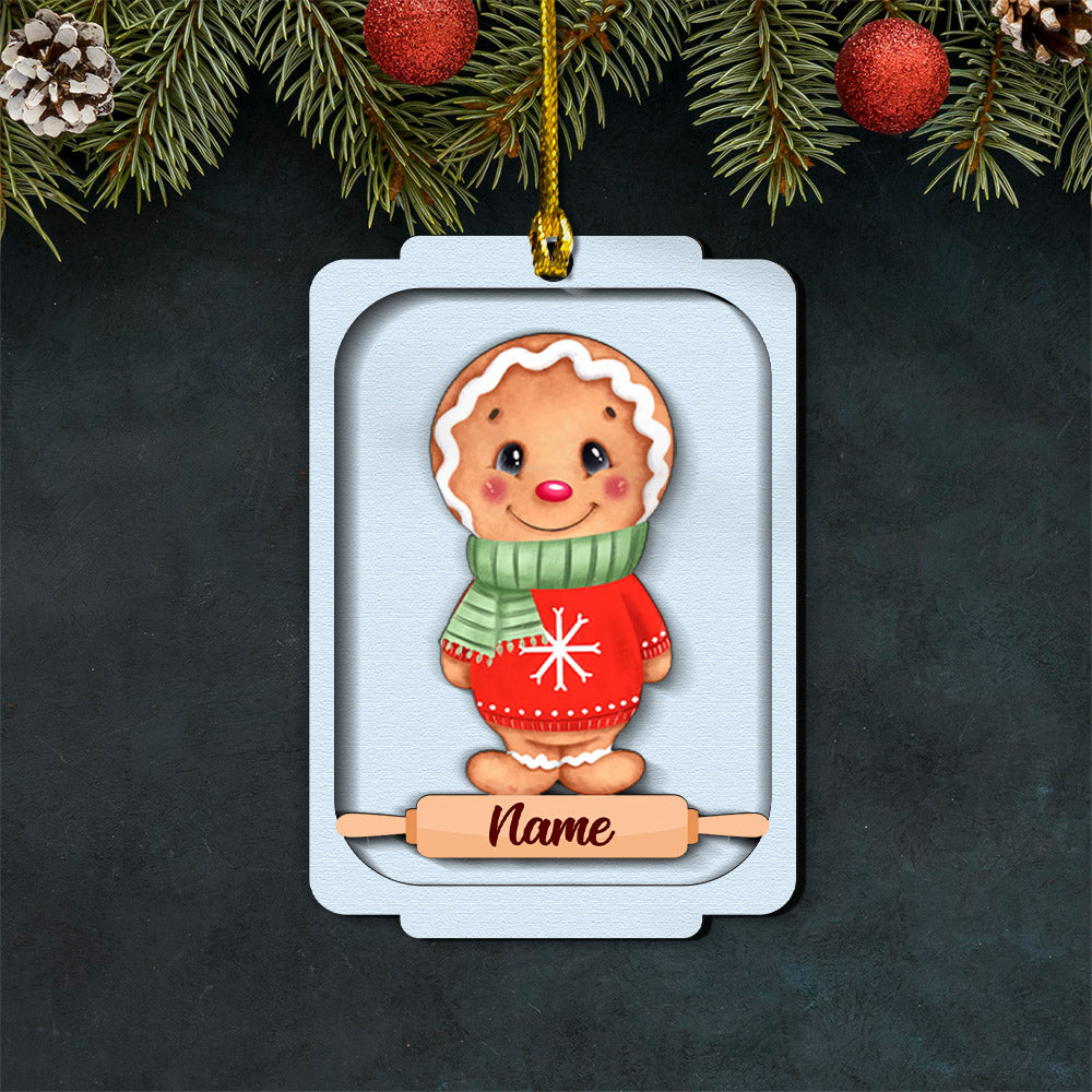 Litte Gingerbread Wood Personalized Ornament For Kid From Family Member HN98 LOQN