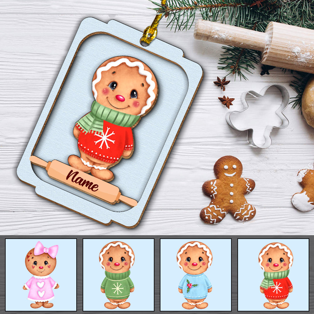 Litte Gingerbread Wood Personalized Ornament For Kid From Family Member HN98 LOQN