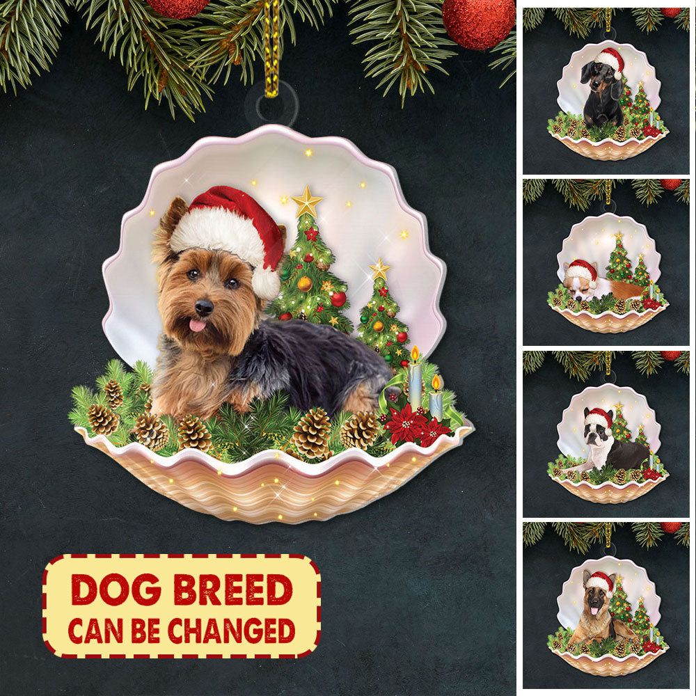 Yorkshire Terrier Pearl in Christmas Two Sided Ornament