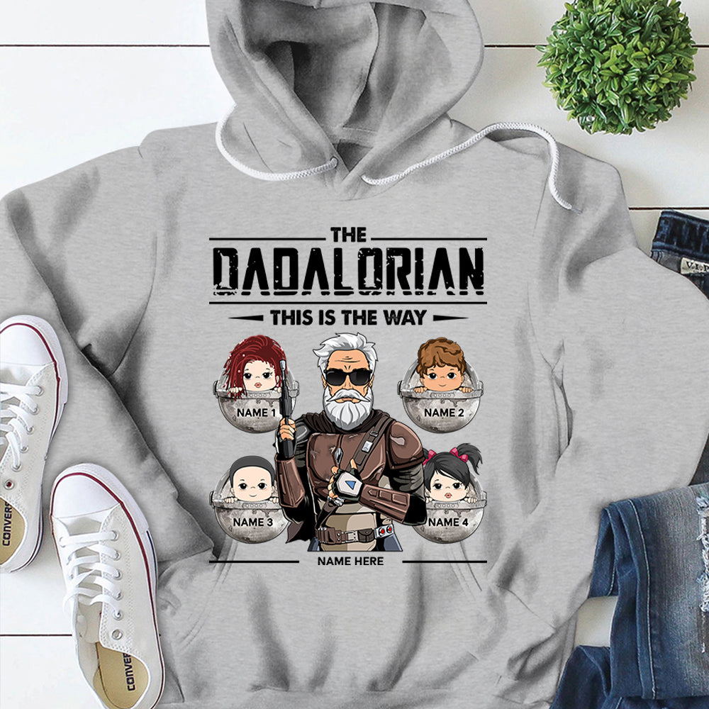 Dadalorian Personalized Shirt For Dad, Daddy Shirt, Name, Character & Kid's Name Can Be Changed