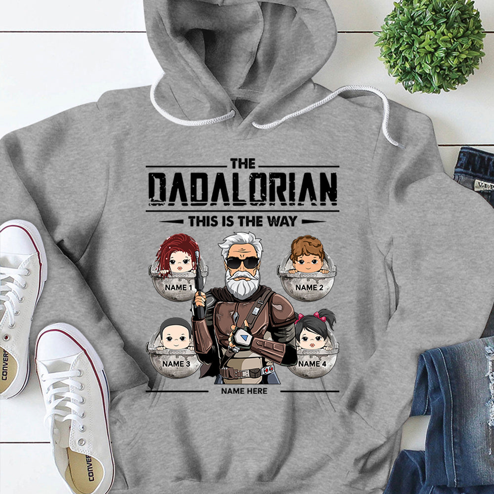 Dadalorian Personalized Shirt For Dad, Daddy Shirt, Name, Character & Kid's Name Can Be Changed
