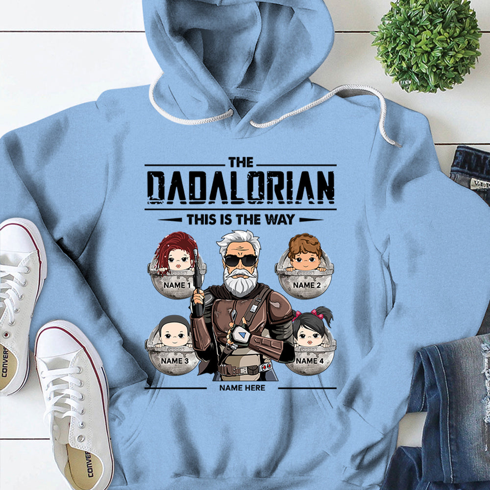 Dadalorian Personalized Shirt For Dad, Daddy Shirt, Name, Character & Kid's Name Can Be Changed