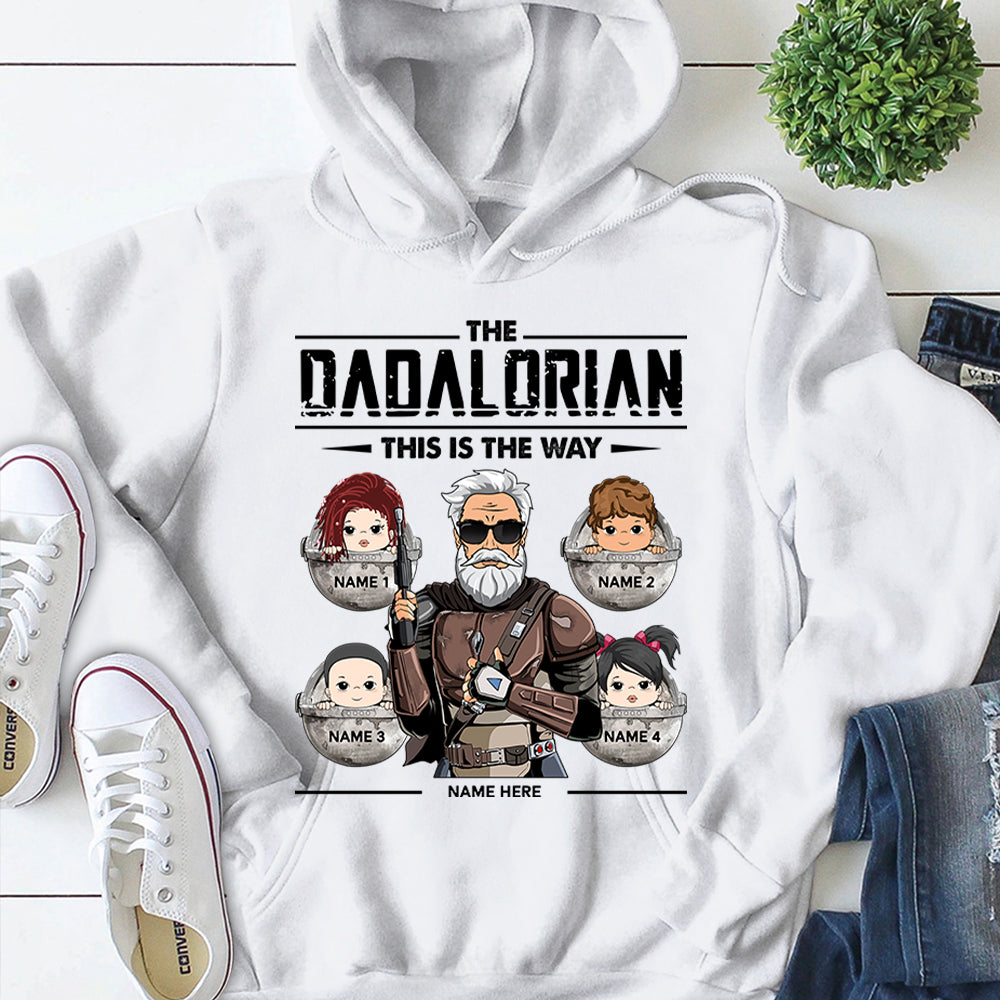 Dadalorian Personalized Shirt For Dad, Daddy Shirt, Name, Character & Kid's Name Can Be Changed