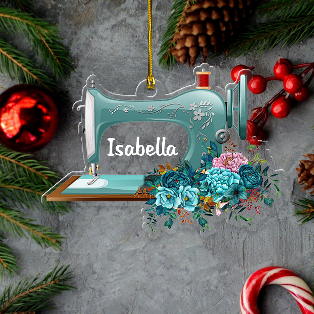 Sewing Machine Custom Shaped Acrylic Ornament One Side Print, Name & Sewing machine color can be changed, Made By Acrylic And One Side Print