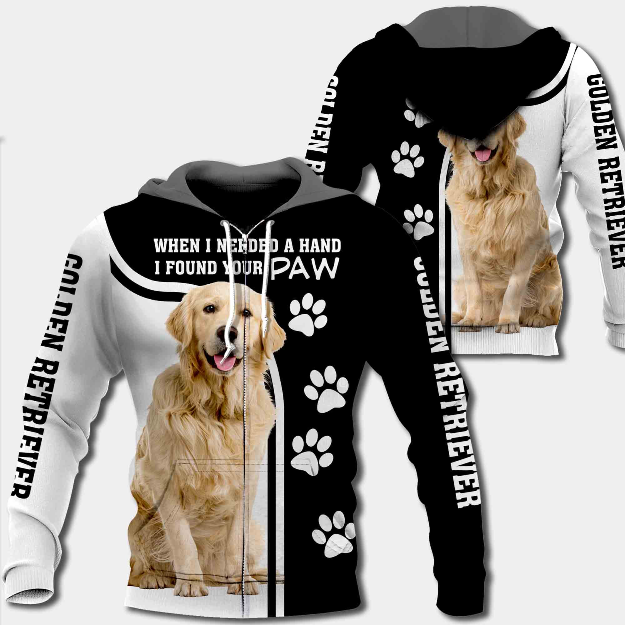 Golden Retriever When I Needed A Hand I Found Your Paw All Over Print Shirt