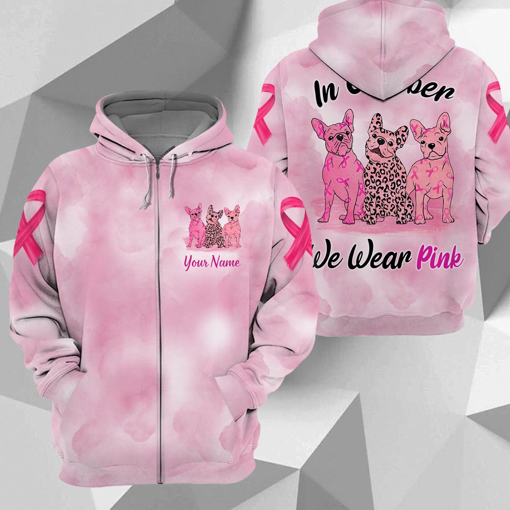 French Bulldog Vr2 In October We Wear Pink, Breast Cancer Awareness Personalized All Over Print Shirt