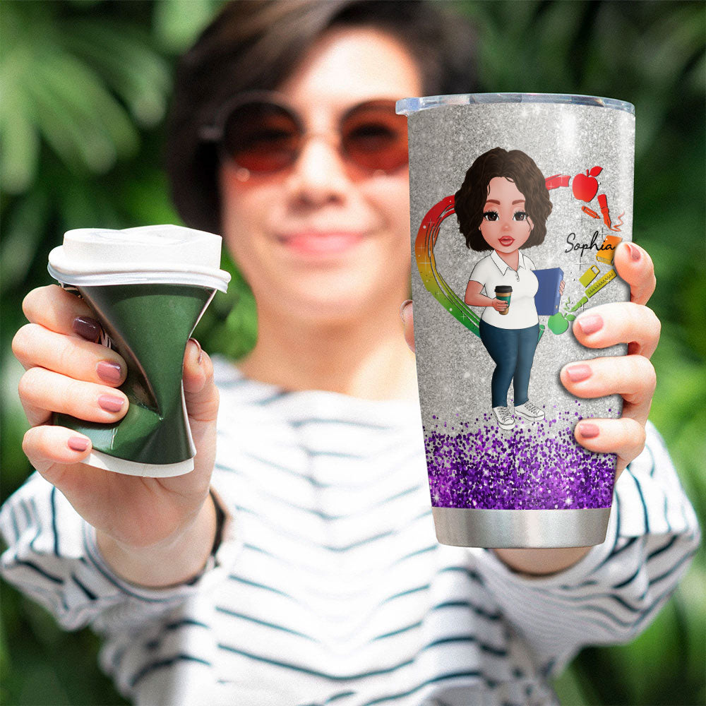 It takes a Big Heart to help shape Little Minds, Personalized Tumbler For Teacher, Name & Character Can Be Changed