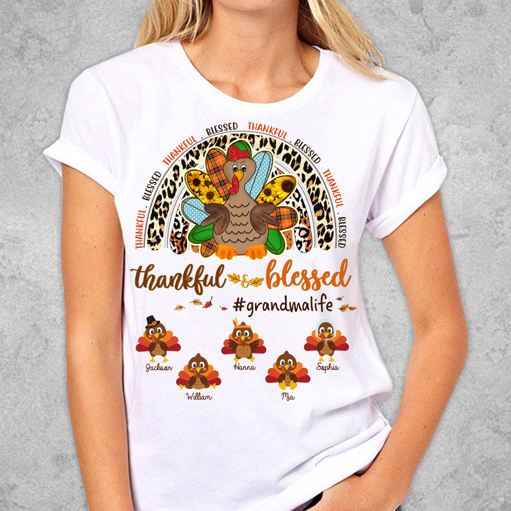 Thankful Grandma Personalized Nickname Grandkid's Name Shirt For Grandma Nana Gigi Mimi