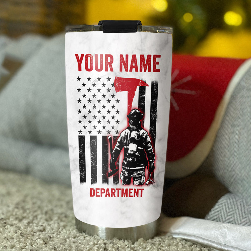 Personalized Firefighter Armor Clothes And Helmet Bunker Gear Tumbler For Firefighter