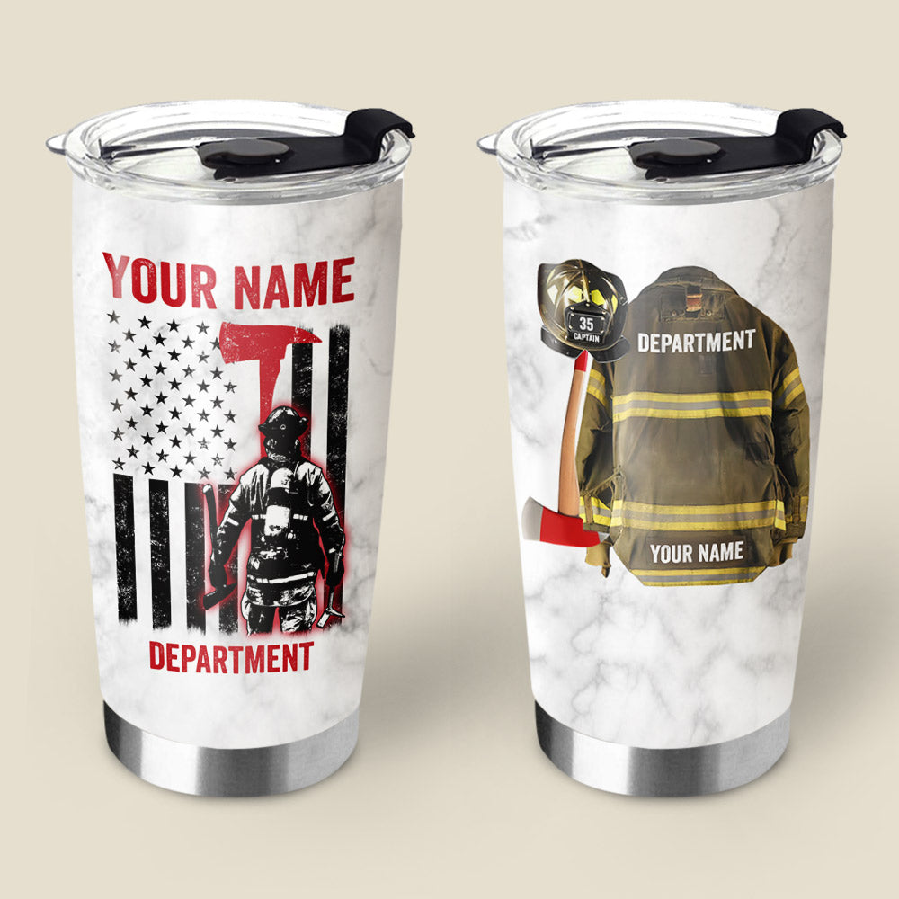 Personalized Firefighter Armor Clothes And Helmet Bunker Gear Tumbler For Firefighter