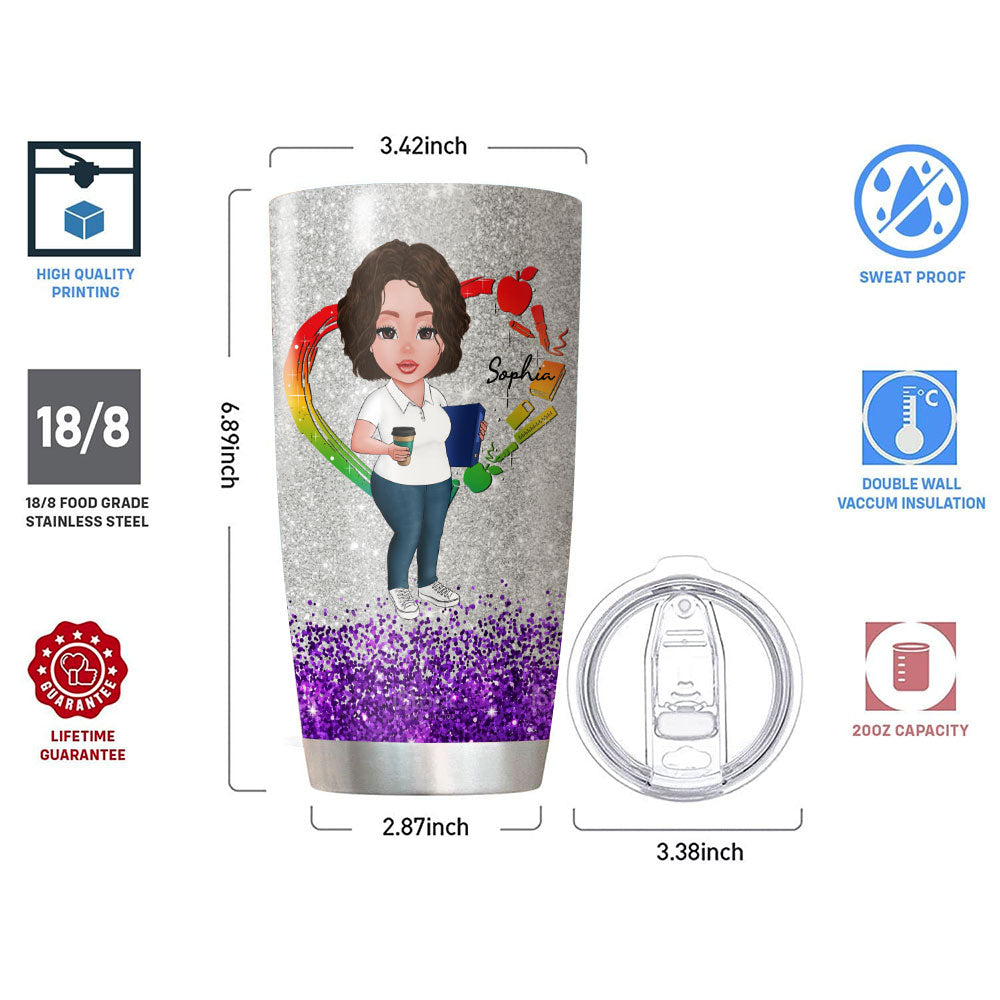 It takes a Big Heart to help shape Little Minds, Personalized Tumbler For Teacher, Name & Character Can Be Changed