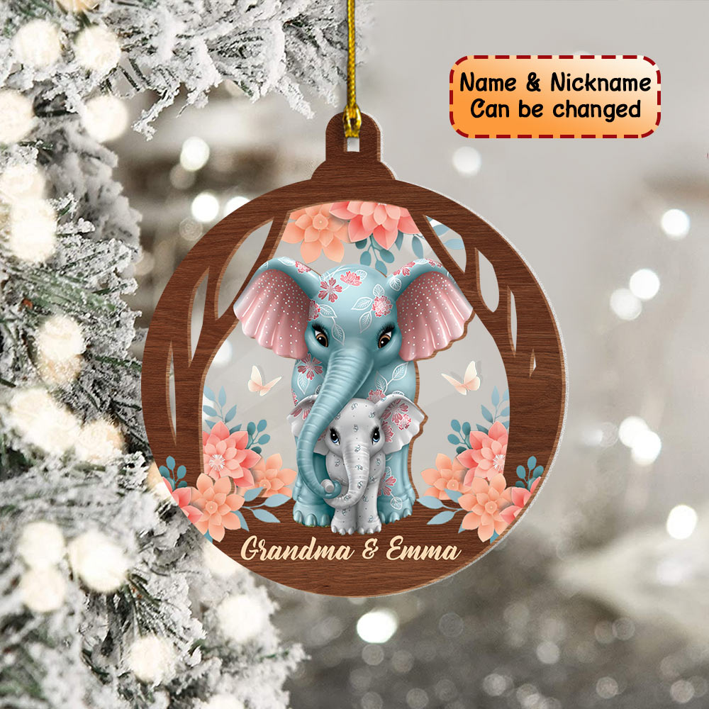 Grandma And Her Grandkid Personalized 2 Layers Mix Ornament For Kid From Grandma, HN98