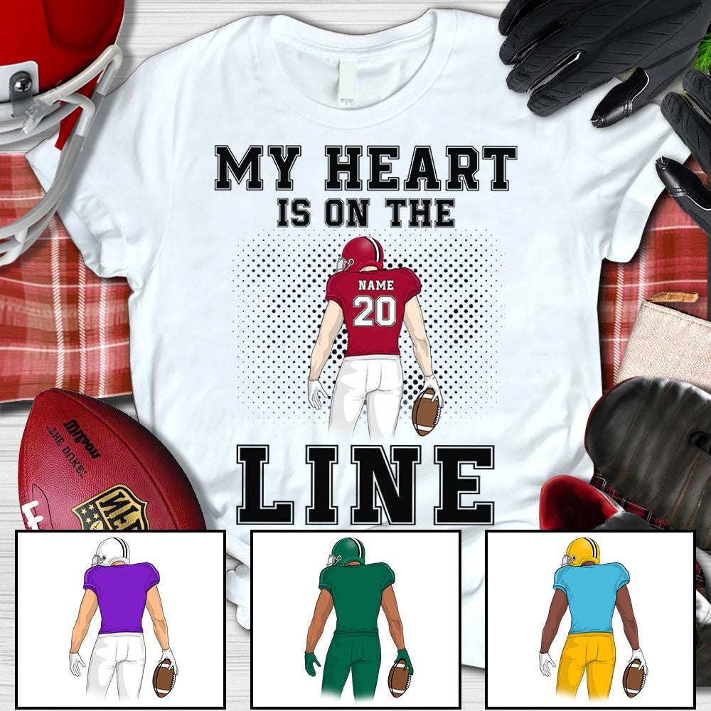 Rugby Football My Heart Is On The Line Personalized Shirts