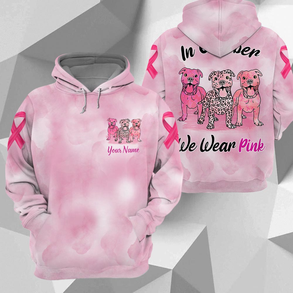 Pitbull Vr2, In October We Wear Pink, Breast Cancer Awareness Personalized All Over Print Shirt