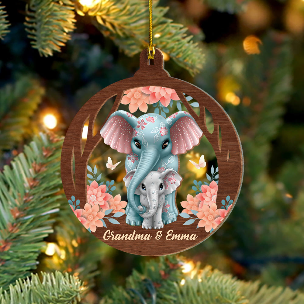 Grandma And Her Grandkid Personalized 2 Layers Mix Ornament For Kid From Grandma, HN98