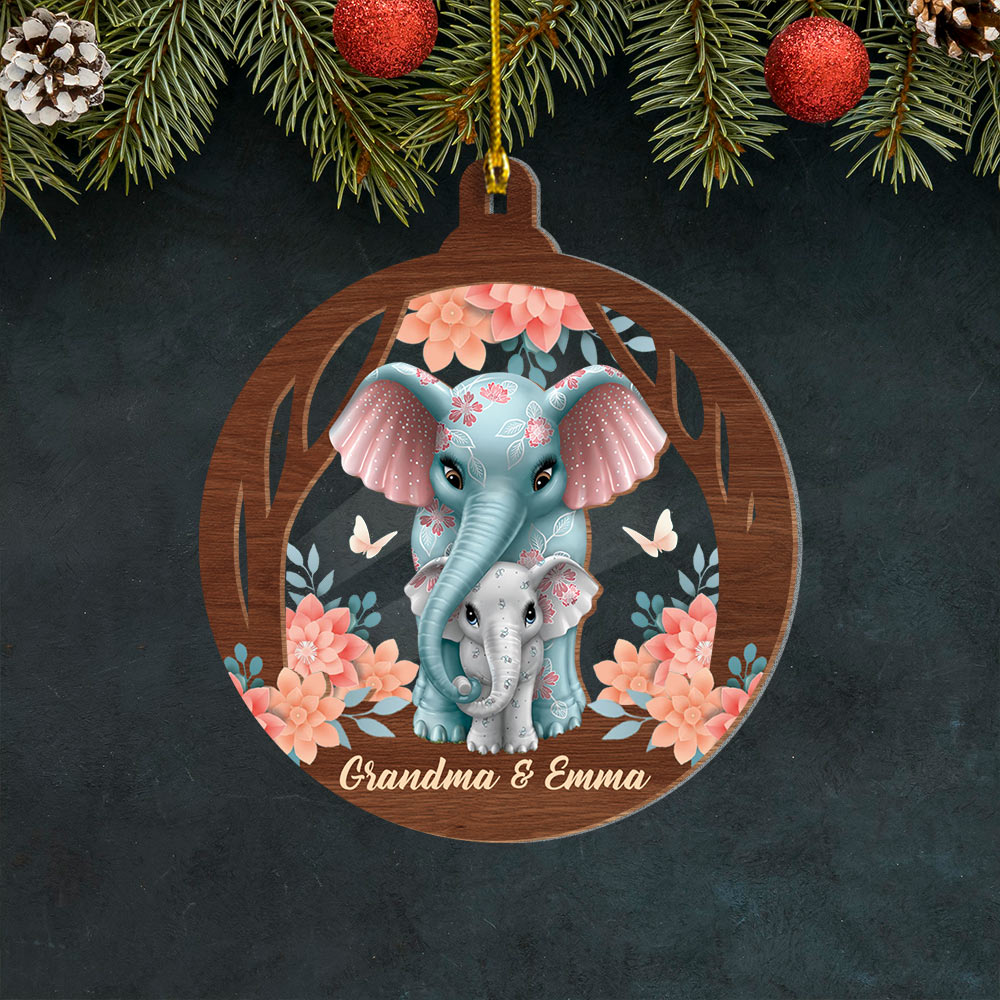 Grandma And Her Grandkid Personalized 2 Layers Mix Ornament For Kid From Grandma, HN98