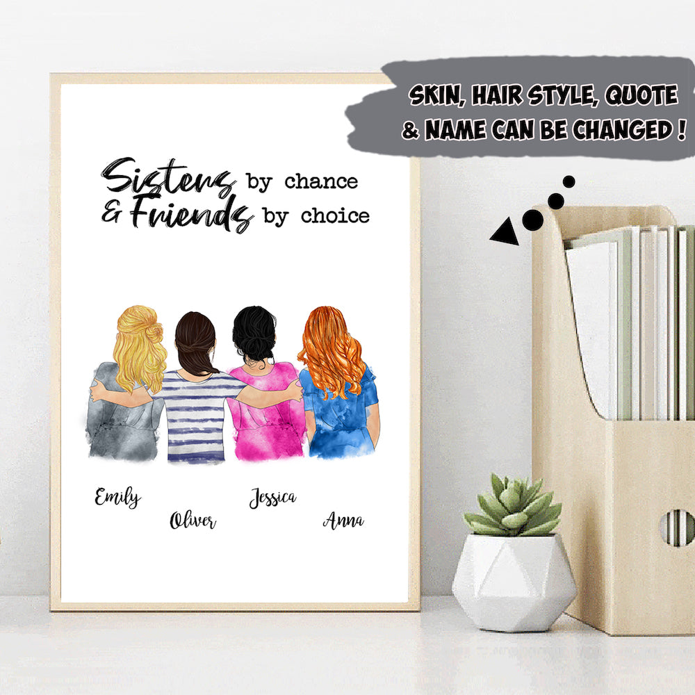 Personalized Mother,Daughters, Sisters Girlfriends, Grandma,Granddaughters Multiple Women Custom Poster, Canvas