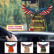 Eagle Thin Red Line Flag, Personalized Armor Firefighter, Shaped Flat Acrylic Car Ornament Two Sides Print