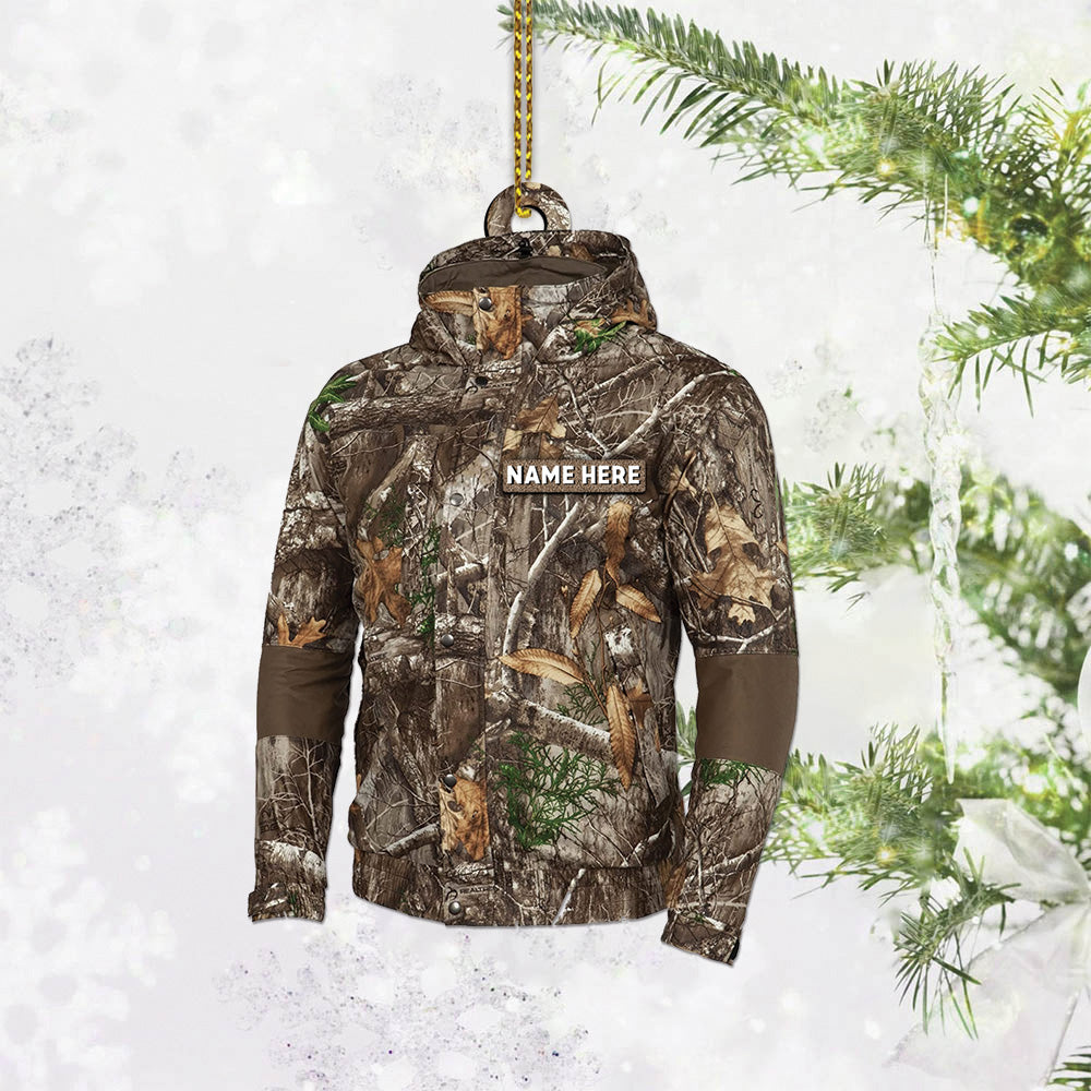 Hunting Customized Name Jacket, Hunting Personalized Clothes For Men And Women Custom Shaped Acrylic Ornament Two Sides Print, Name & Camo Patterns can be changed Vr2