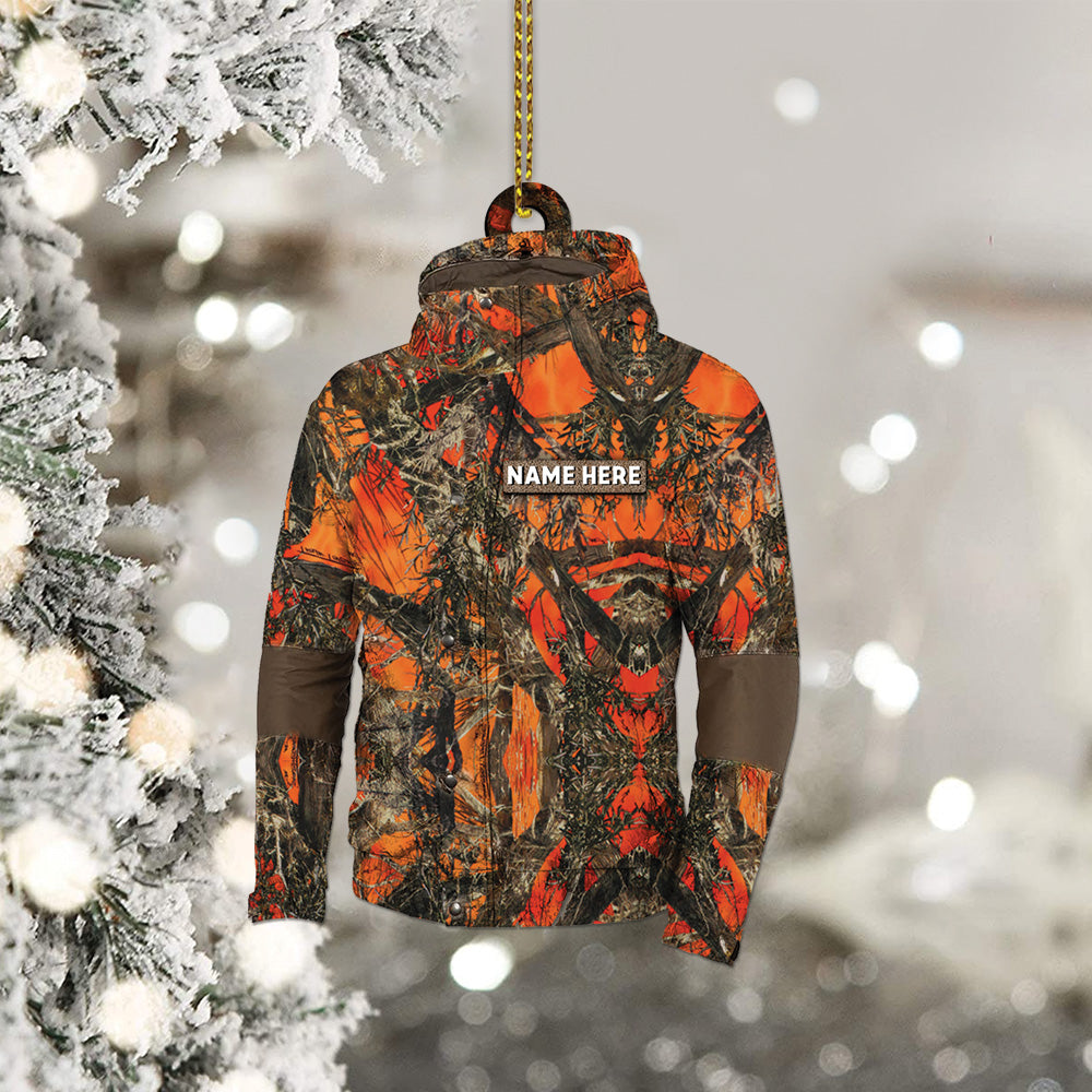Hunting Customized Name Jacket, Hunting Personalized Clothes For Men And Women Custom Shaped Acrylic Ornament Two Sides Print, Name & Camo Patterns can be changed Vr2