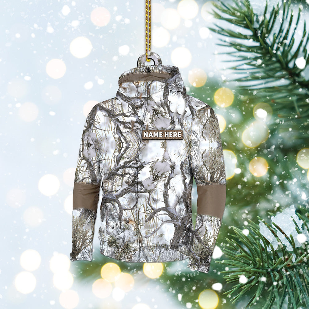 Hunting Customized Name Jacket, Hunting Personalized Clothes For Men And Women Custom Shaped Acrylic Ornament Two Sides Print, Name & Camo Patterns can be changed Vr2