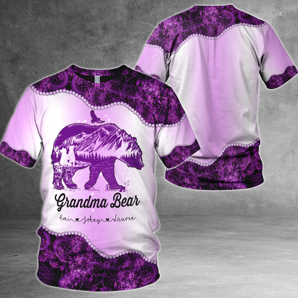 Personalized Grandma Bear All Over Print Shirts For Grandma