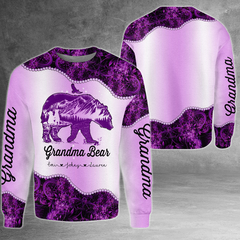 Personalized Grandma Bear All Over Print Shirts For Grandma