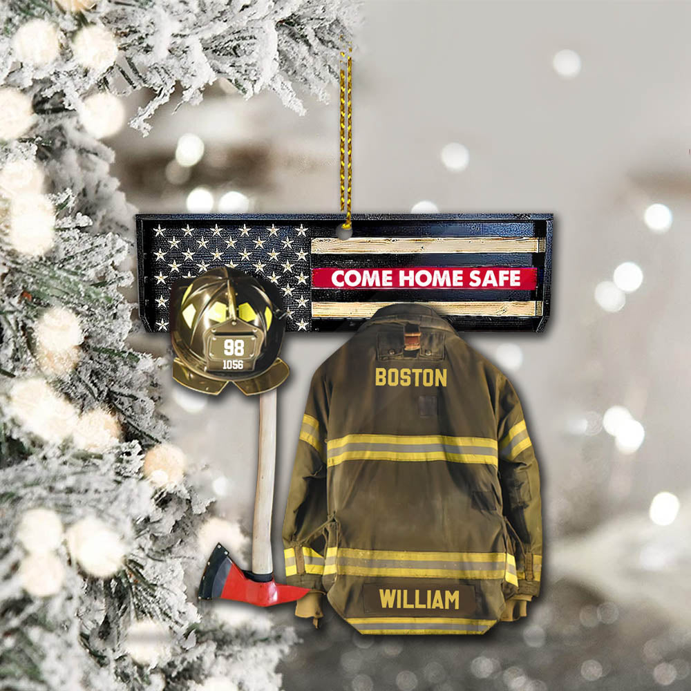 Come Home Safe, Firefighter Armor Custom Cut Shaped Acrylic Ornament Two Sides Print, Made By Acrylic And The 2 Sides Are The Same
